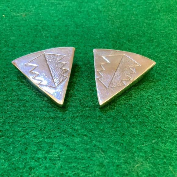 Vintage Sterling Silver? ~ Native American Navajo? ~ Shirt Collar Tips - Picture 1 of 9